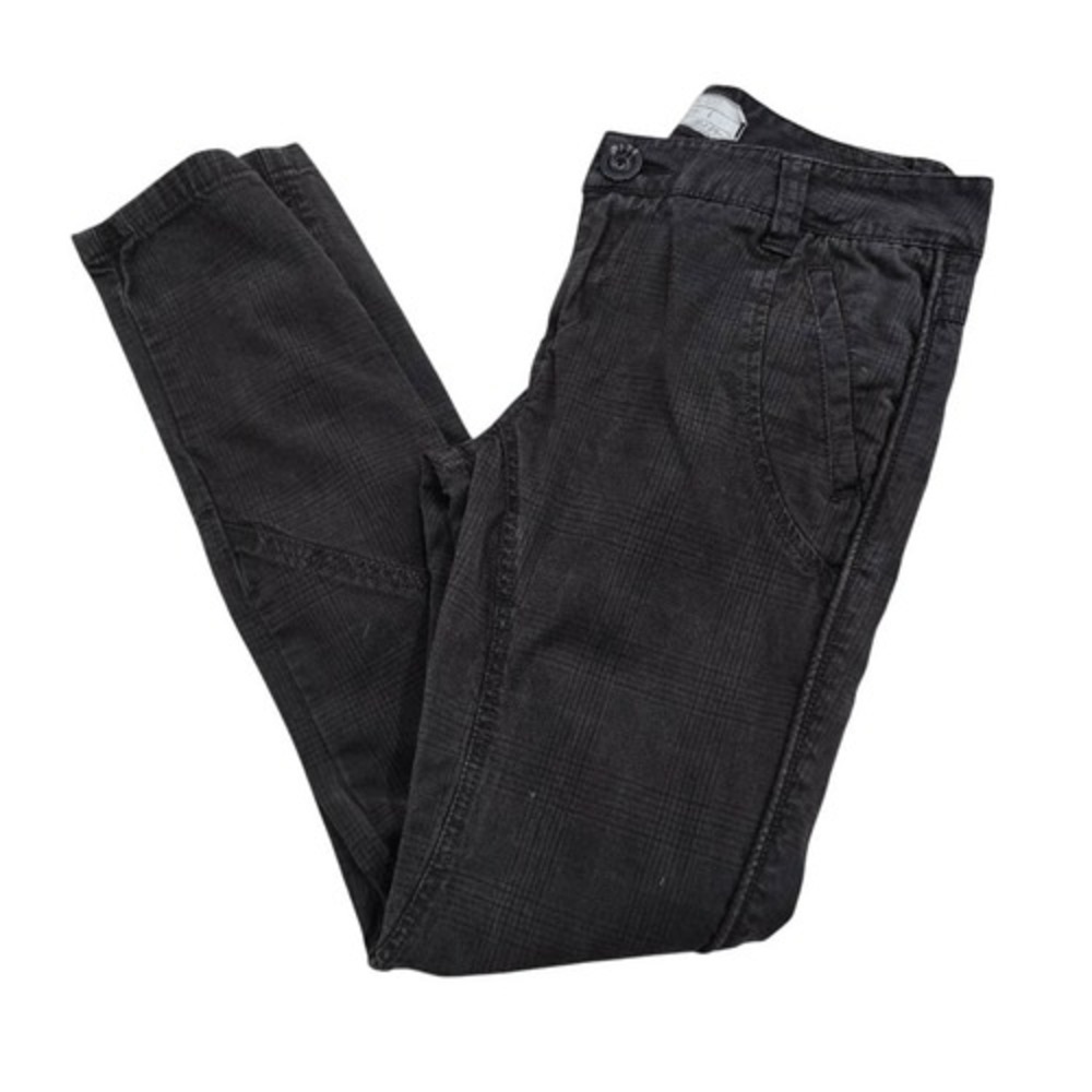 Free People Chino Pants‎ Women's 4 Gray Plaid Slash Pockets Chic Preppy Outdoor